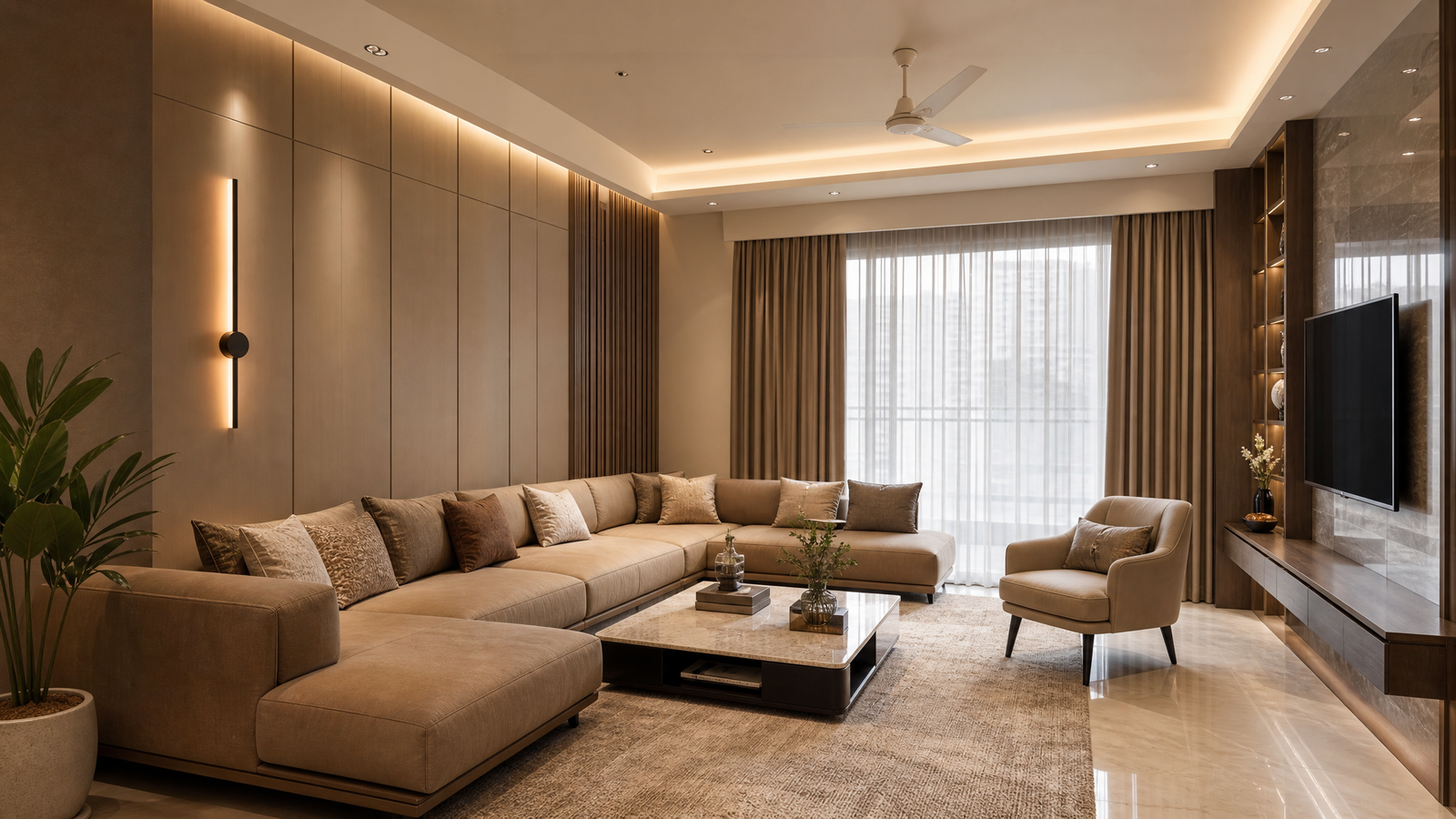 3BHK living room interior