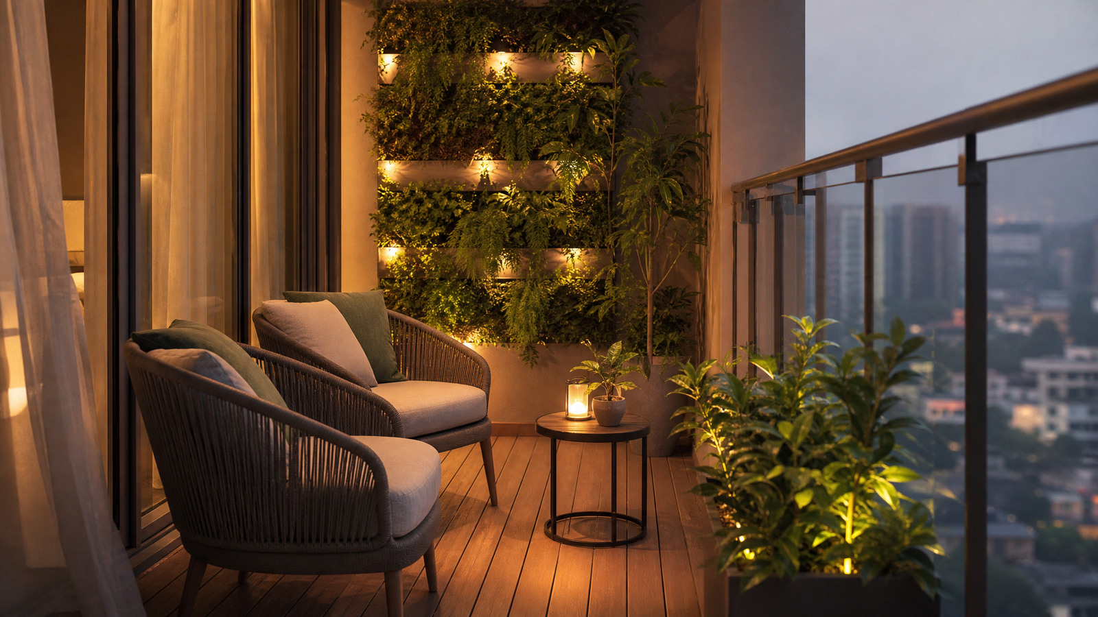 Balcony design in a Navi Mumbai apartment by Kanchan Kolge